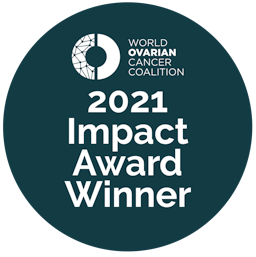 Badge for the World Ovarian Cancer Coalition 2023 Impact Award Winner